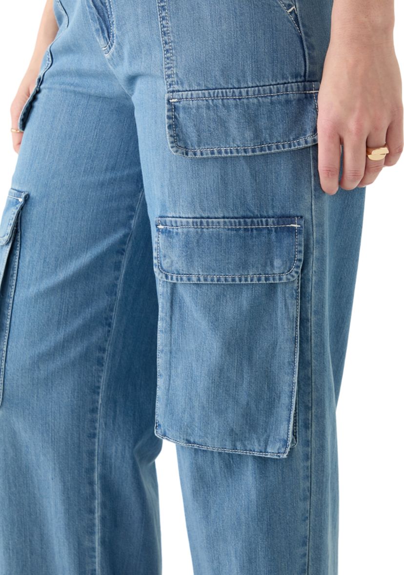 Womens Wide Leg Cargo Jeans