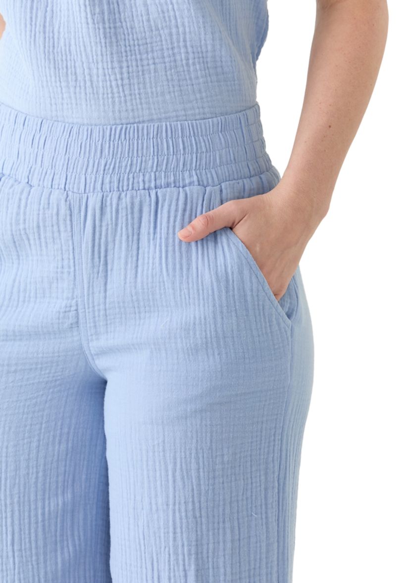 Womens Straight Leg Pants with Smocked Waist