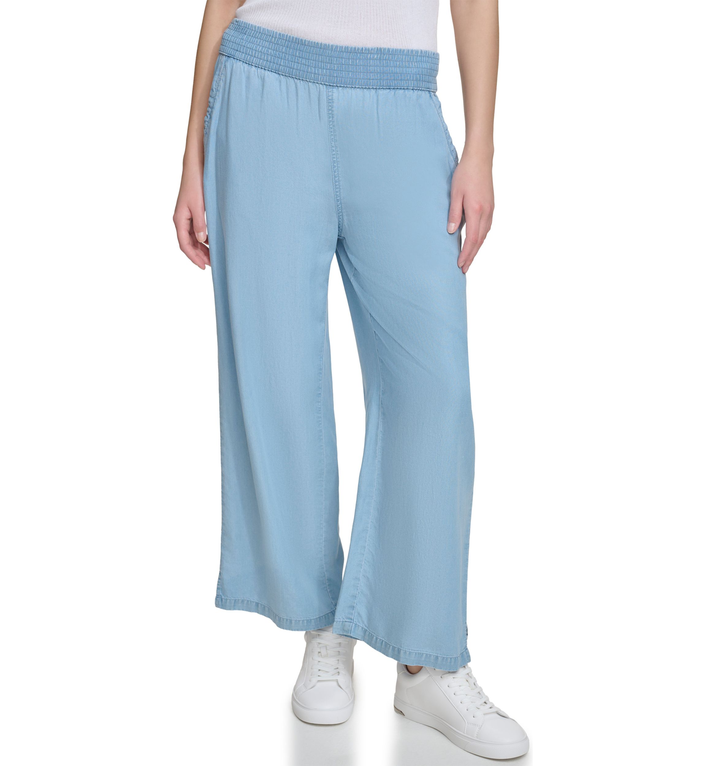 Womens Pull On Tencel Wide Leg Pants
