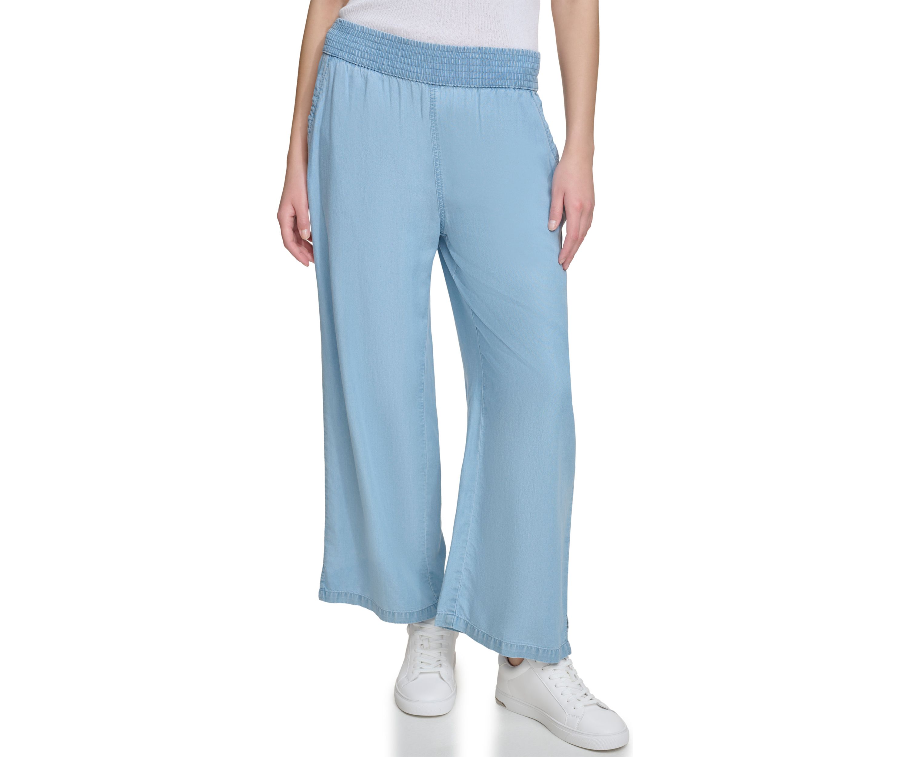Womens Pull On Tencel Wide Leg Pants
