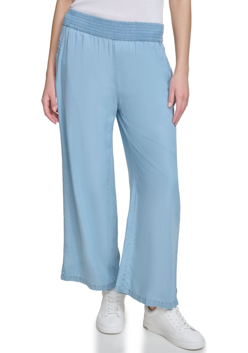 Womens Pull On Tencel Wide Leg Pants