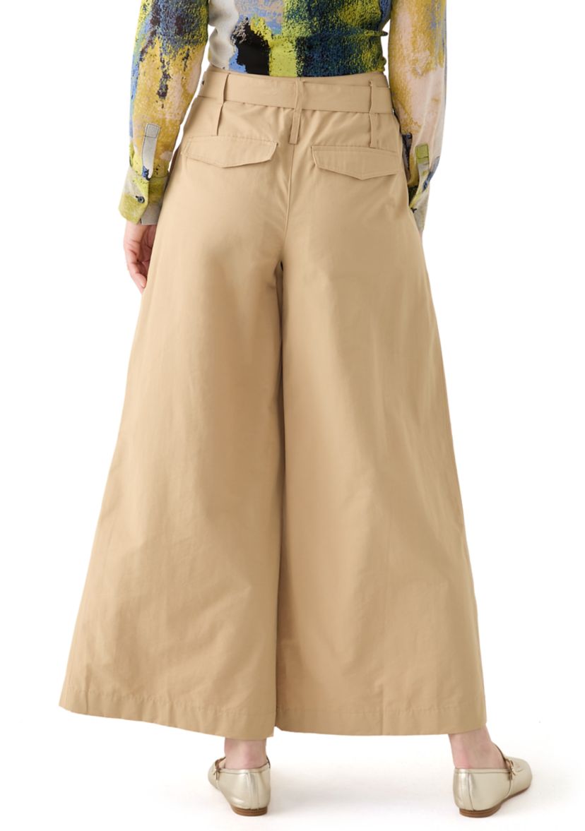 Womens Pleated Wide Leg Chino Pants