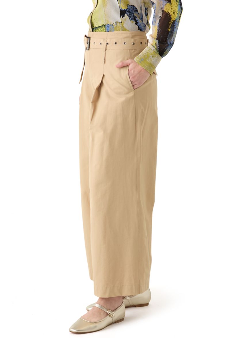 Womens Pleated Wide Leg Chino Pants