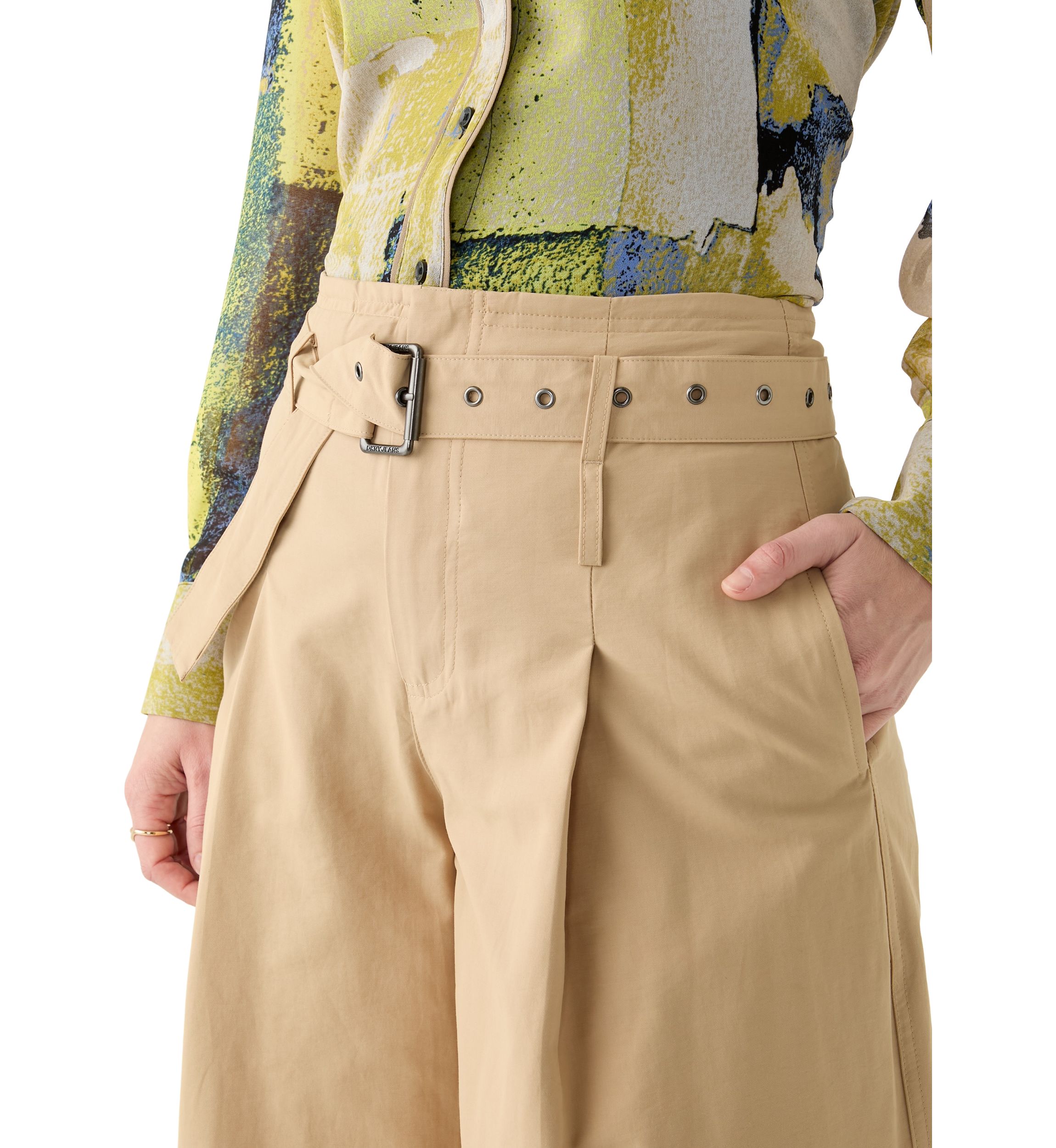 Womens Pleated Wide Leg Chino Pants