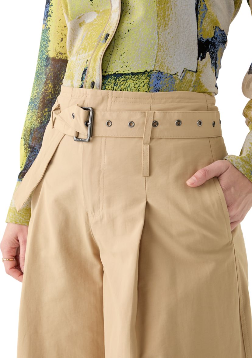 Womens Pleated Wide Leg Chino Pants