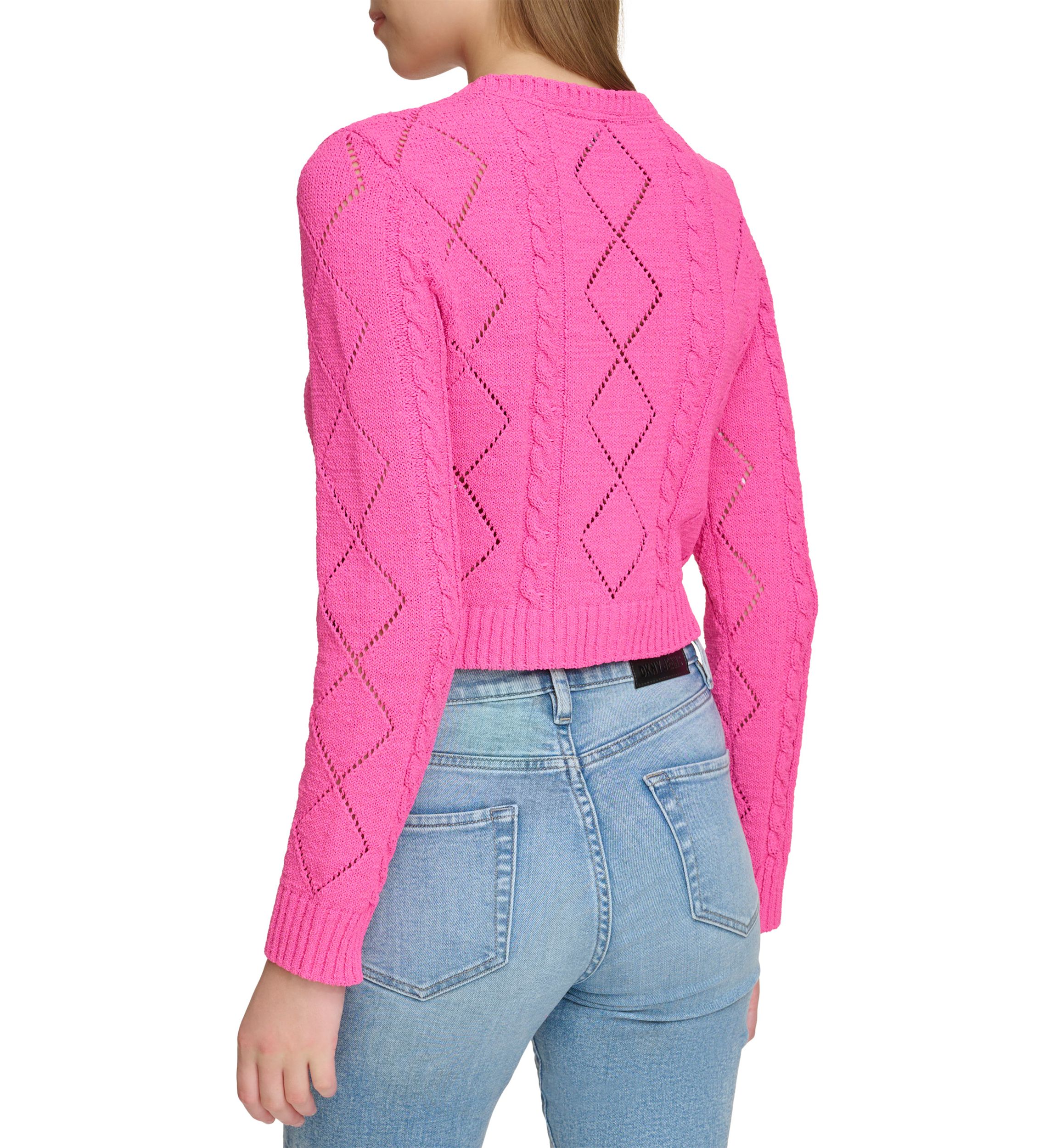 Womens Pointelle Button Front Cardigan