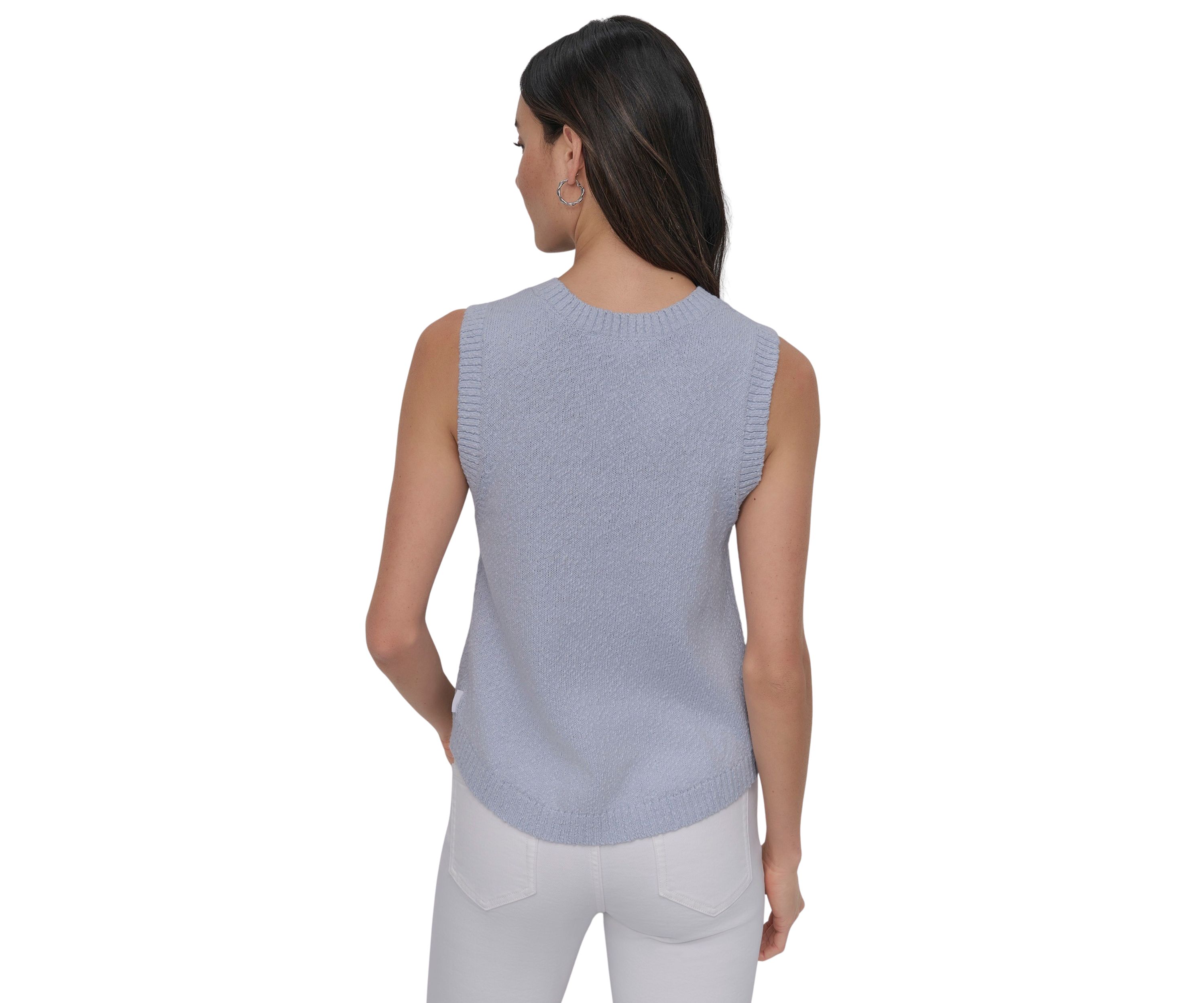 Womens Sleeveless Crew Neck Tank Top with Rounded Hem
