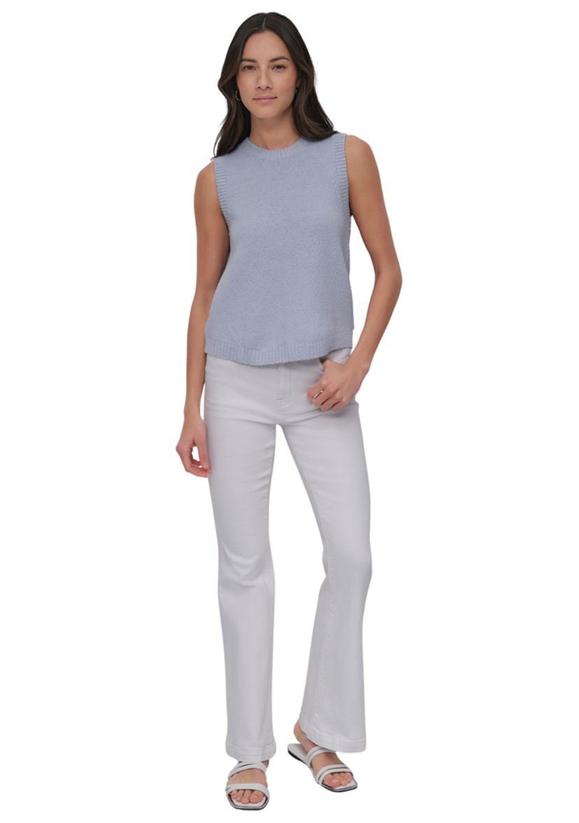 Womens Sleeveless Crew Neck Tank Top with Rounded Hem