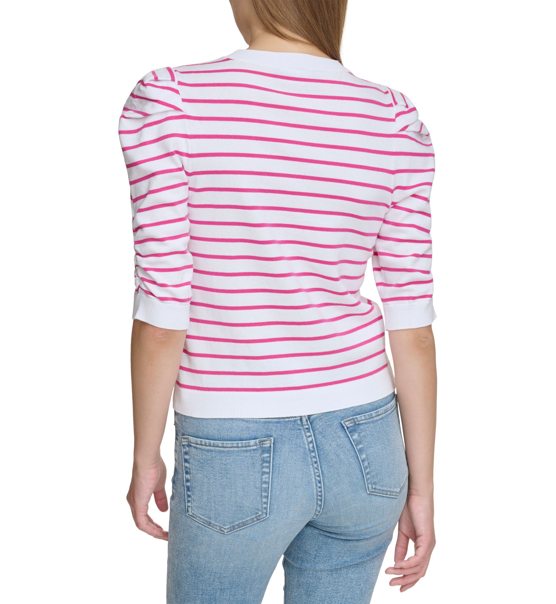 Womens Ruched Striped Sweater