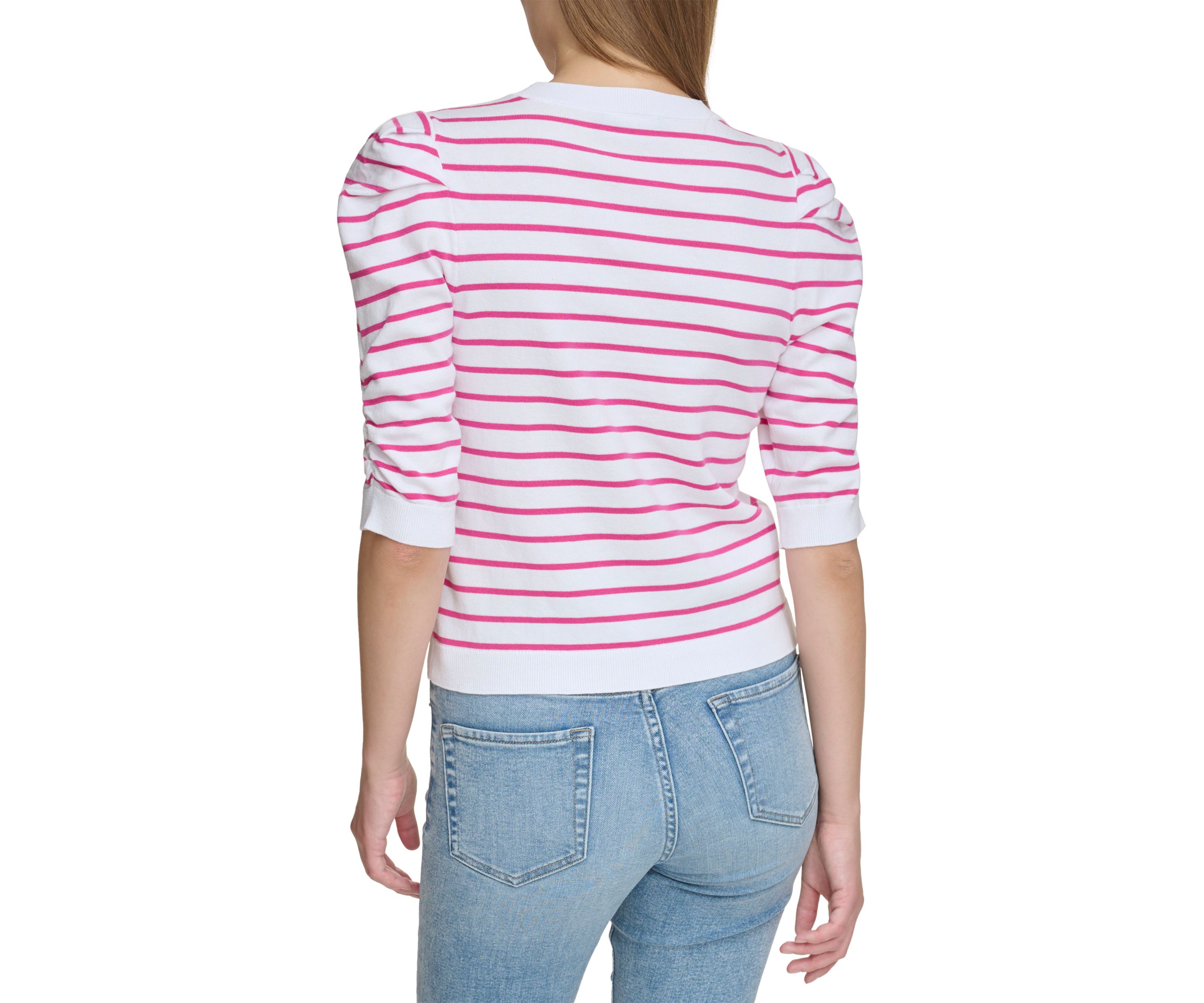 Womens Ruched Striped Sweater
