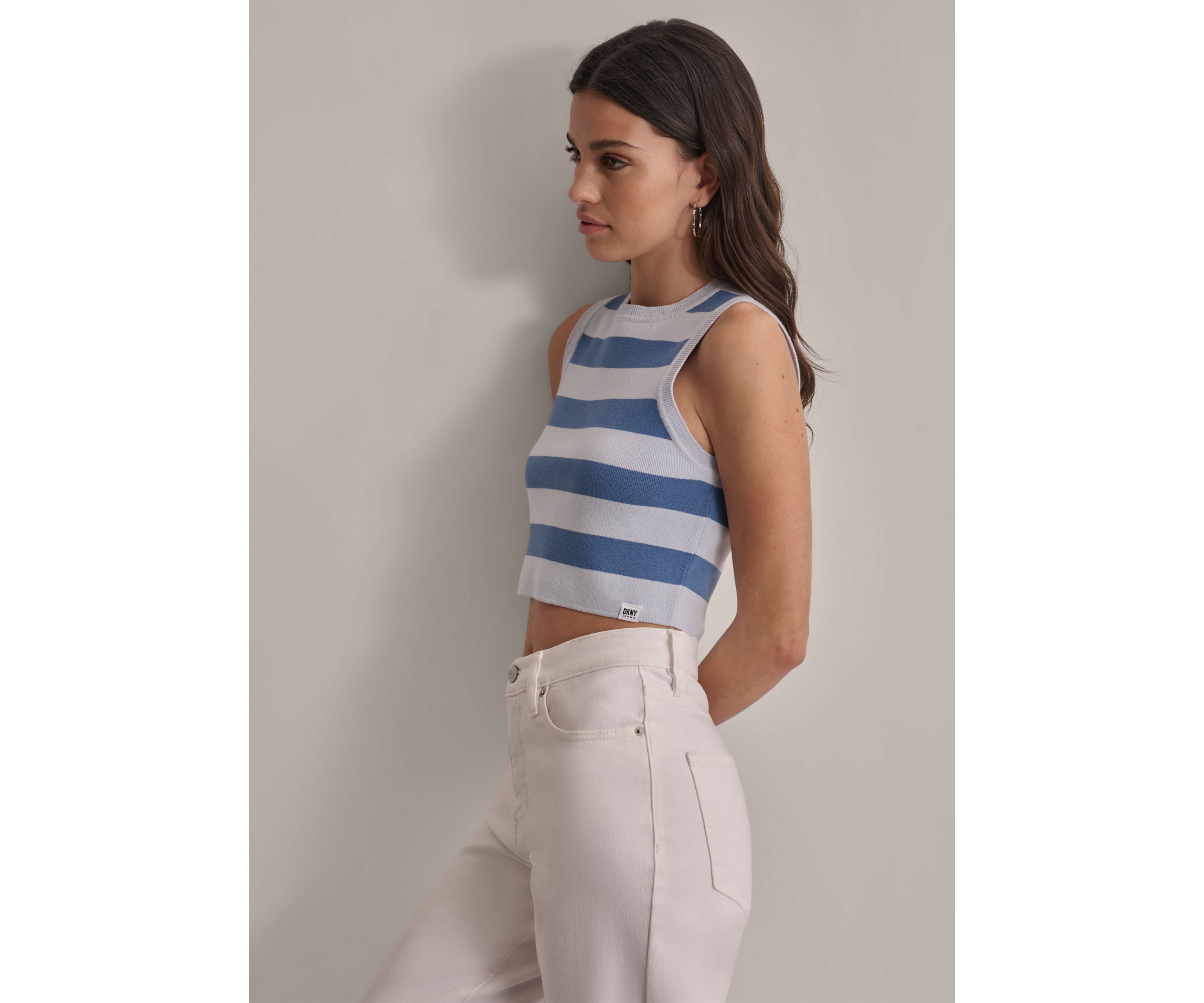 Womens Striped Sweater Knit Top