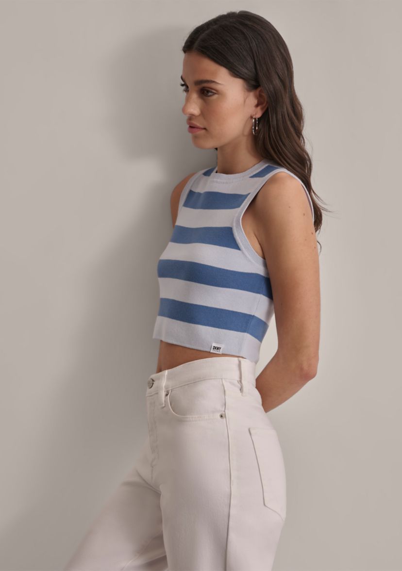 Womens Striped Sweater Knit Top