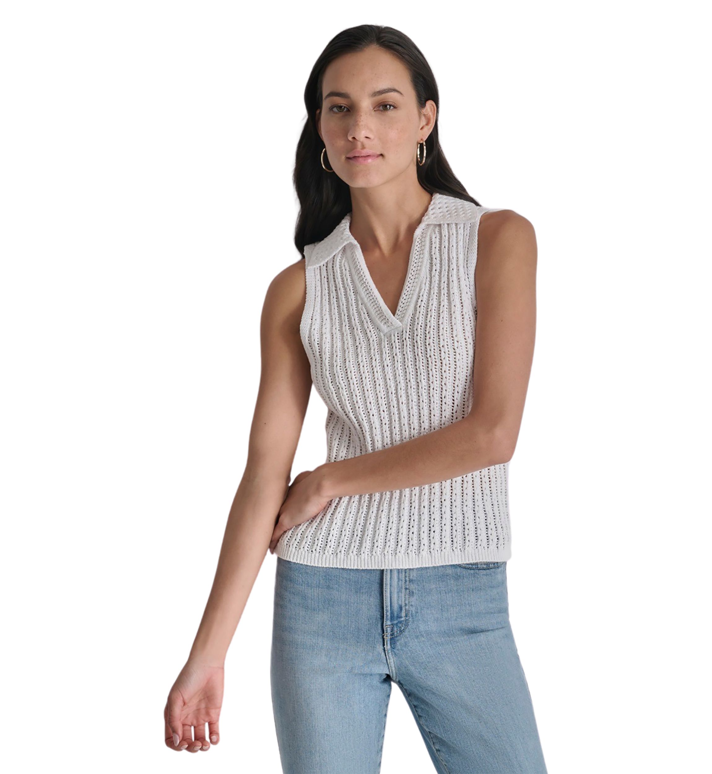 Womens Sleeveless Cotton Linen Sweater 