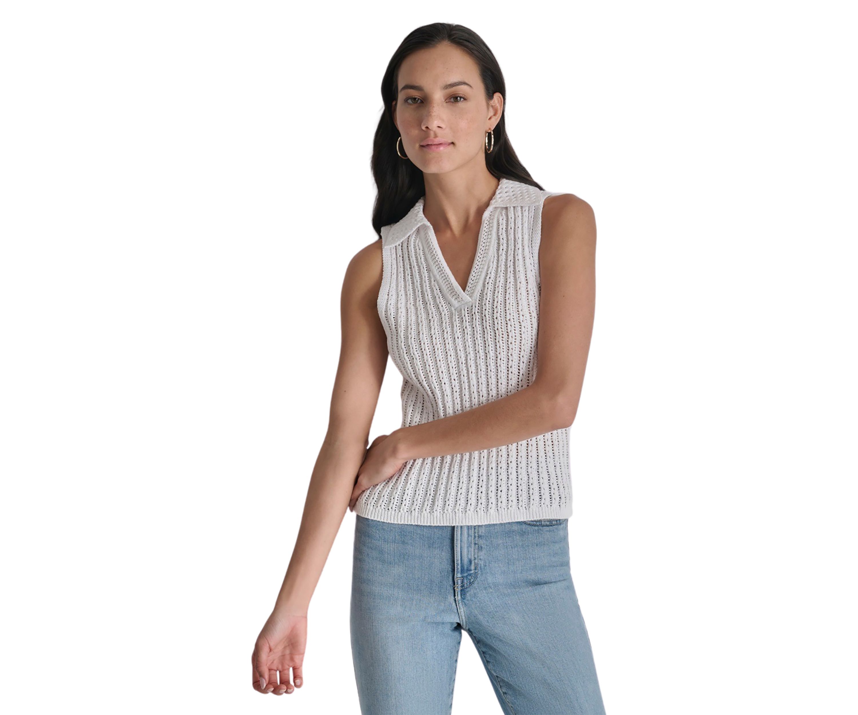 Womens Sleeveless Cotton Linen Sweater 