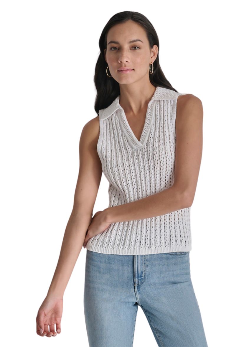 Womens Sleeveless Cotton Linen Sweater 