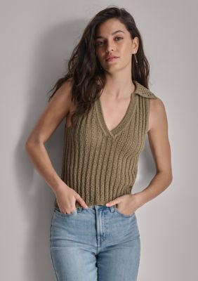 DKNY Jeans Women's Sleeveless Cotton Linen Sweater