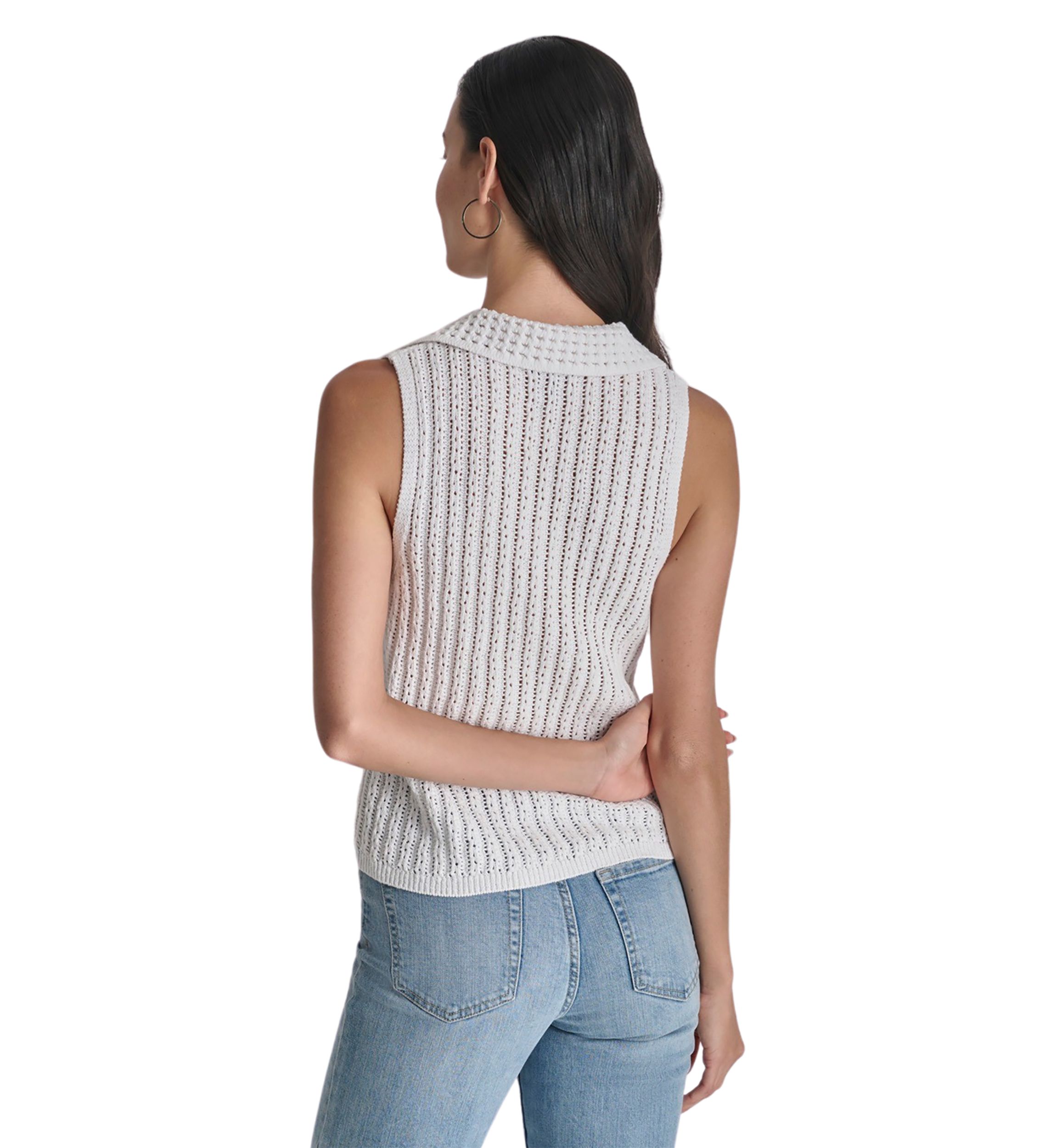 Womens Sleeveless Cotton Linen Sweater 