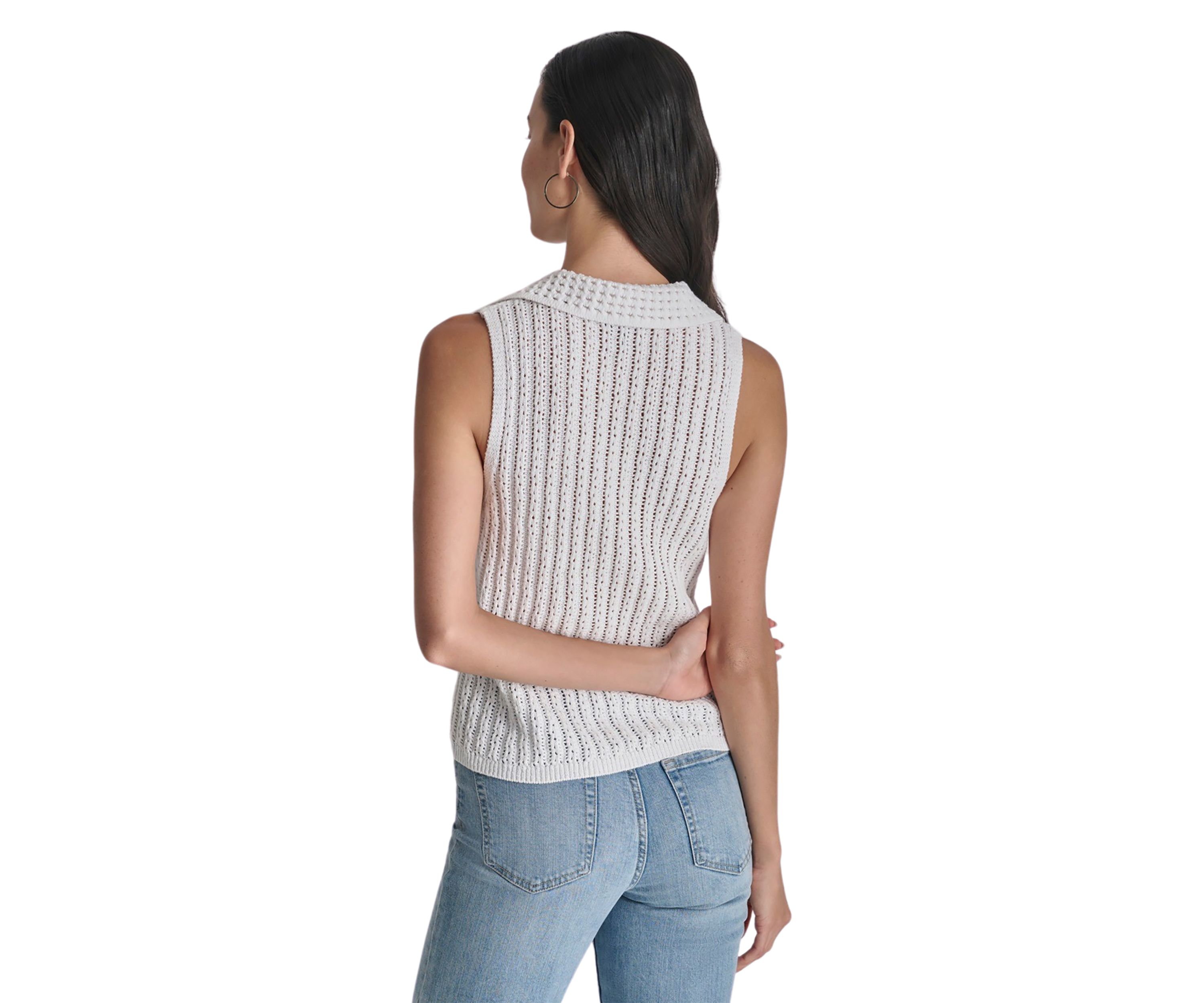 Womens Sleeveless Cotton Linen Sweater 