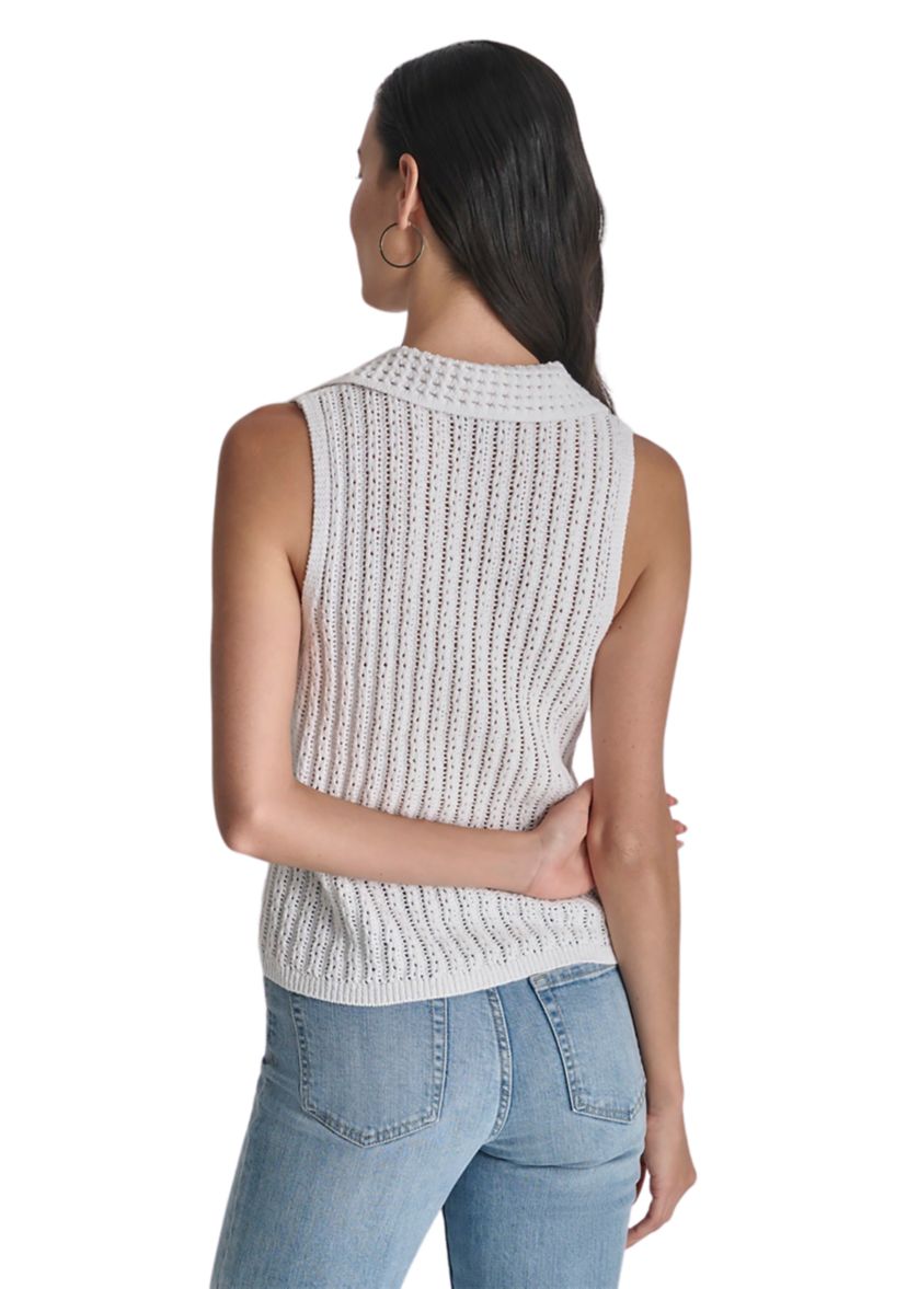Womens Sleeveless Cotton Linen Sweater 