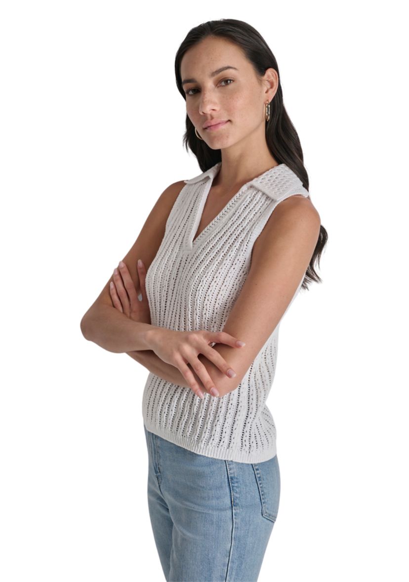 Womens Sleeveless Cotton Linen Sweater 