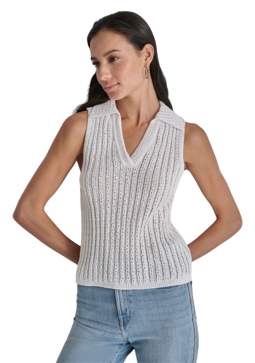 Womens Sleeveless Cotton Linen Sweater 