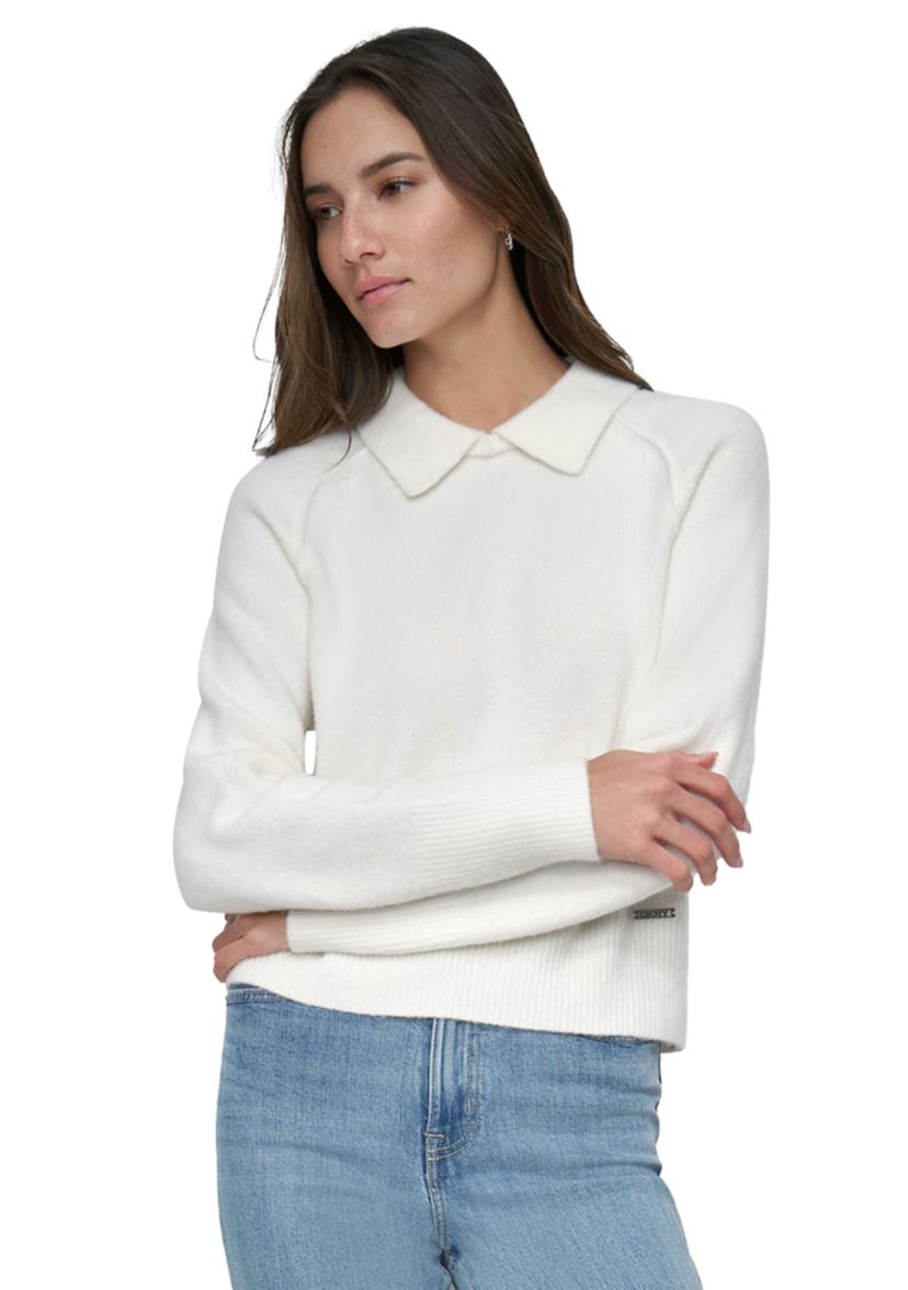 Womens Long Sleeve Collared Sweater