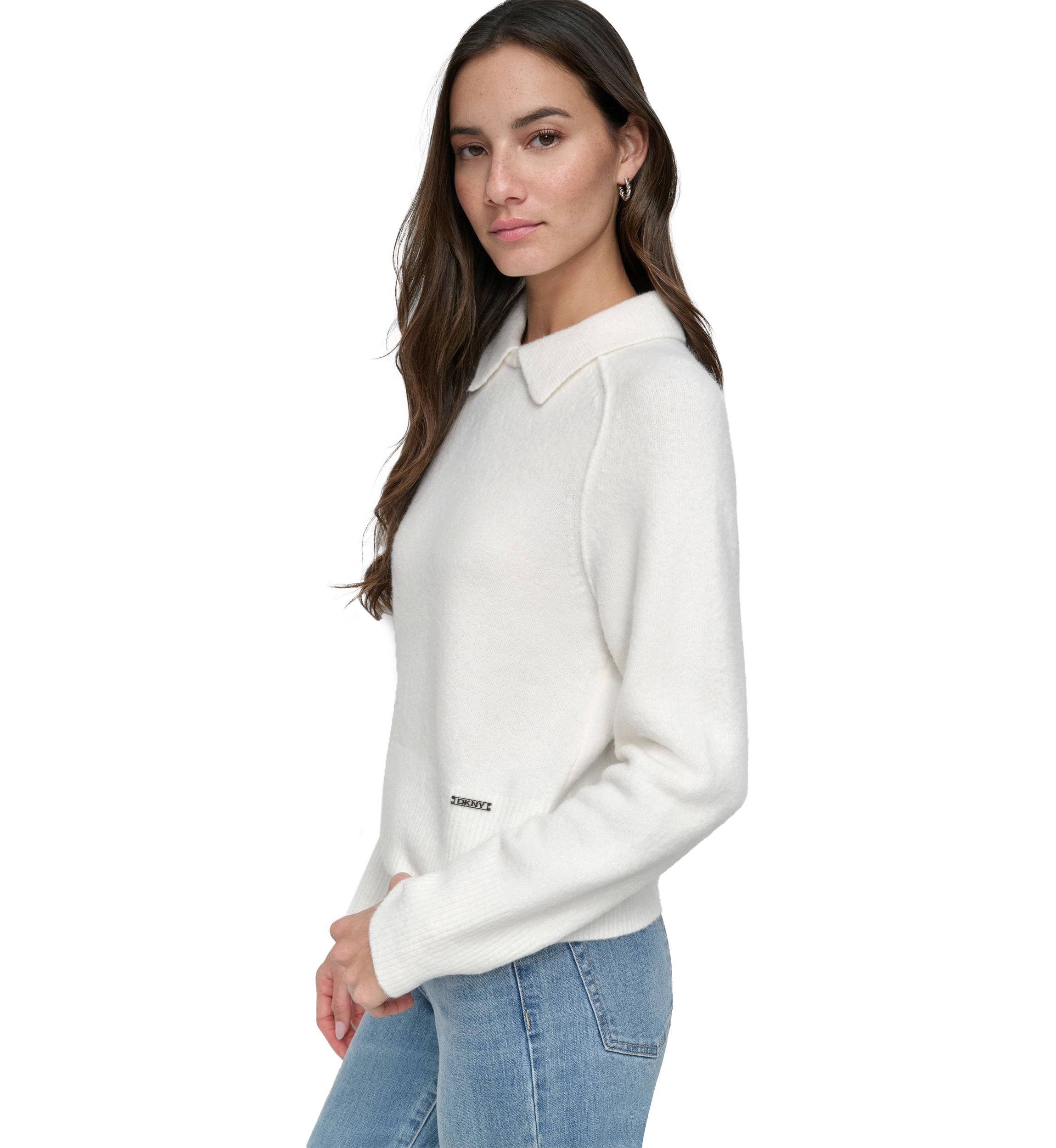Womens Long Sleeve Collared Sweater