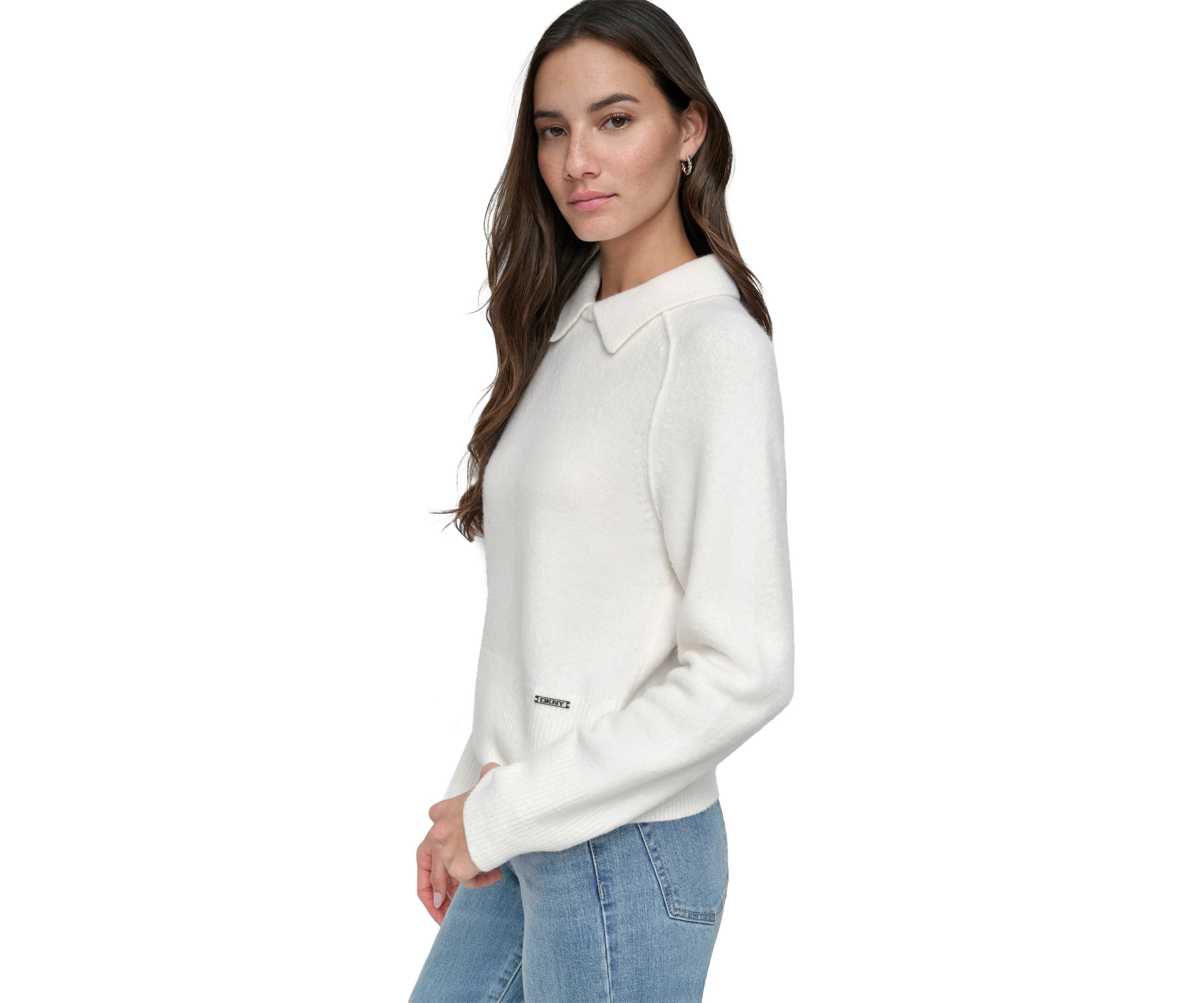 Womens Long Sleeve Collared Sweater