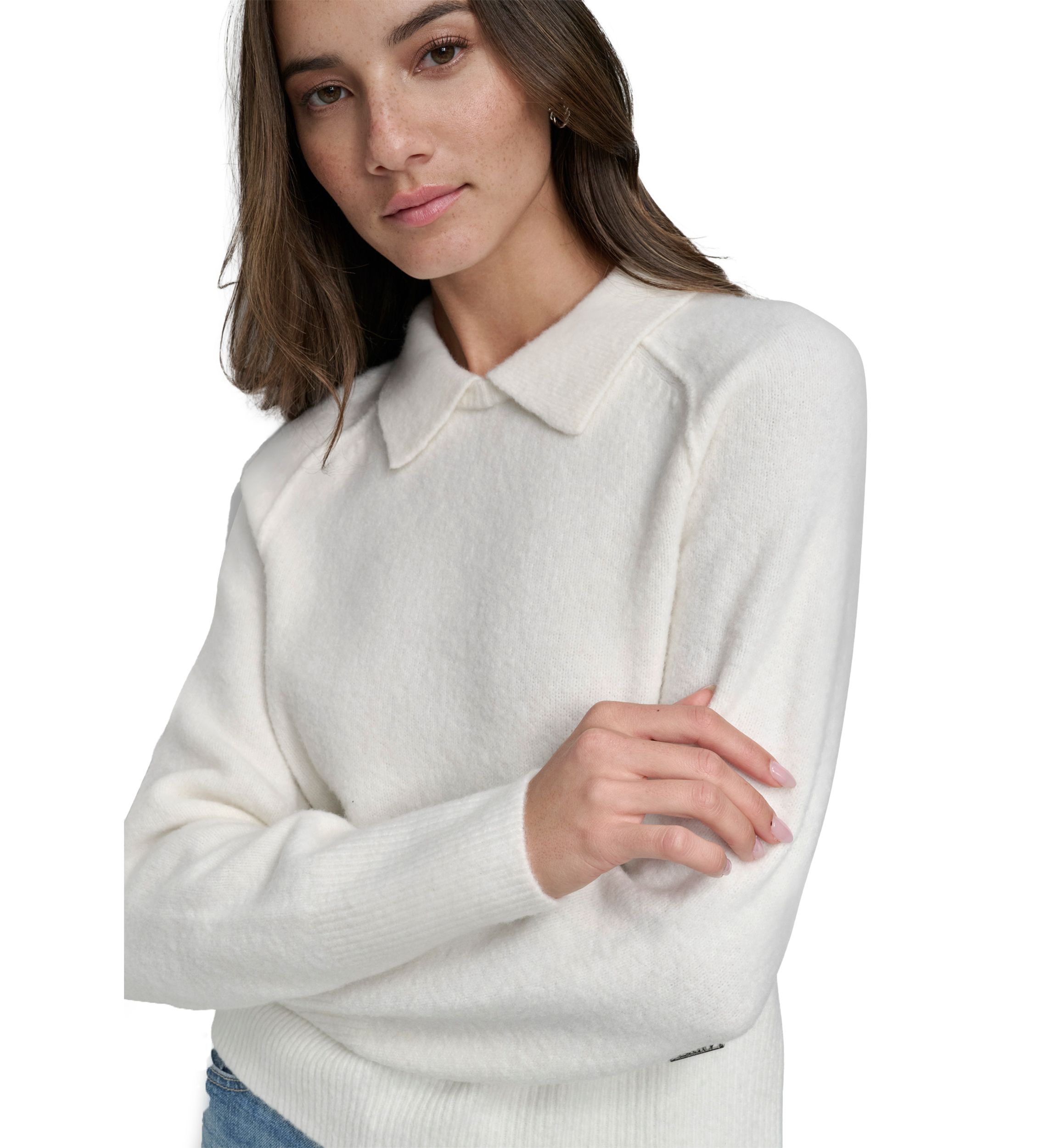 Womens Long Sleeve Collared Sweater