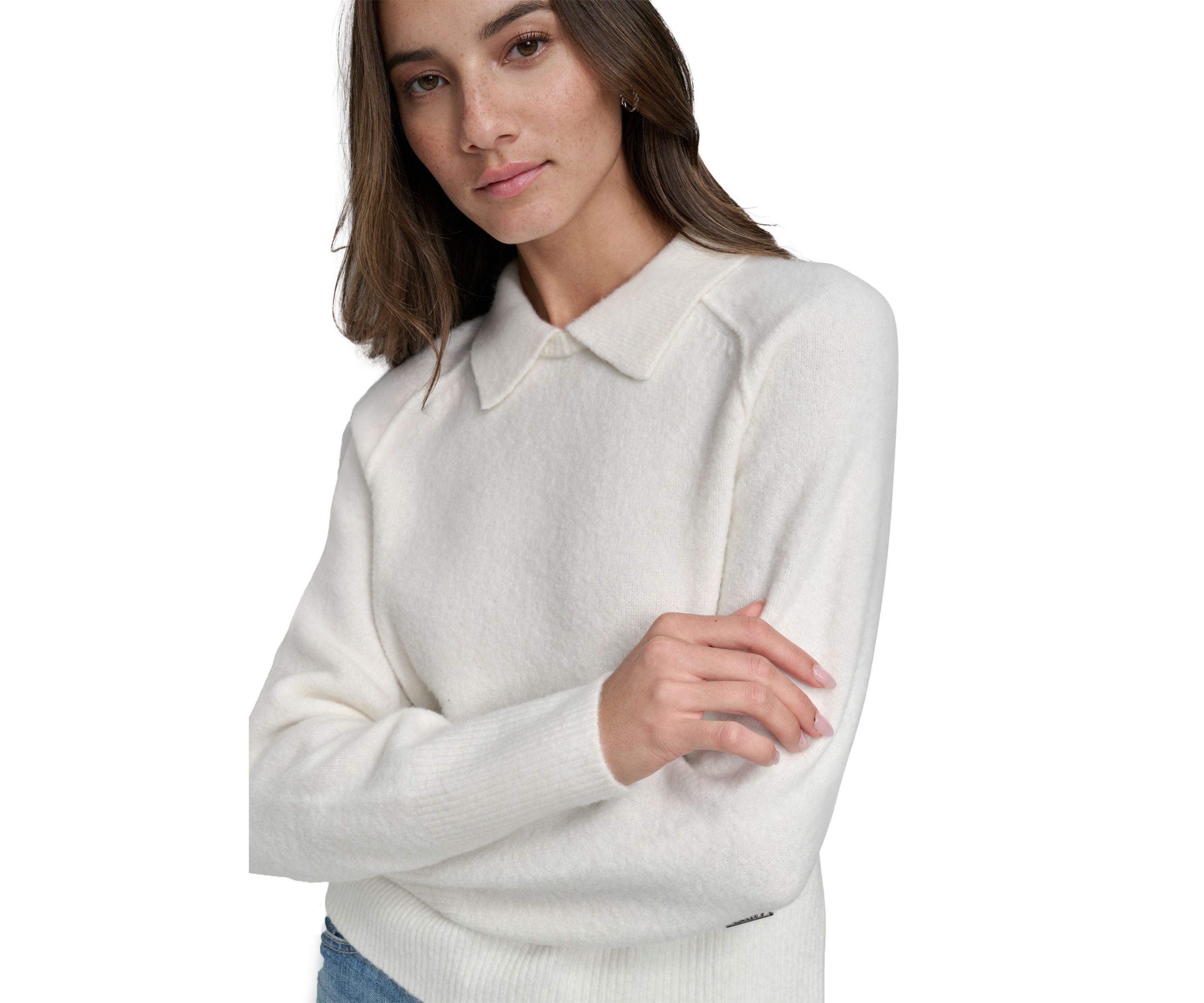 Womens Long Sleeve Collared Sweater