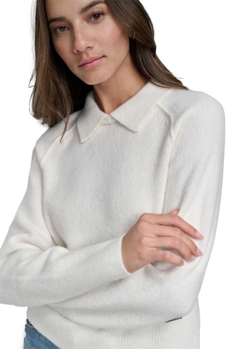 Womens Long Sleeve Collared Sweater