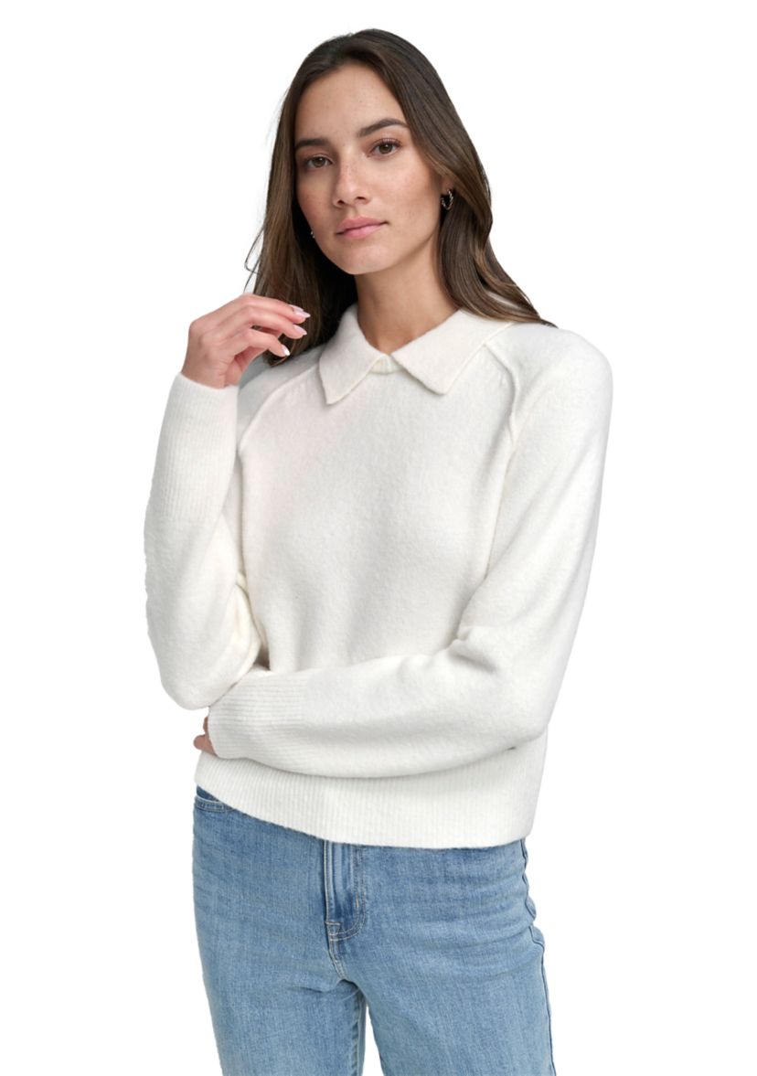 Womens Long Sleeve Collared Sweater