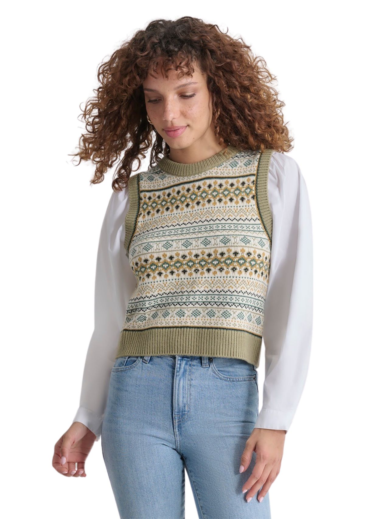 Womens Fairisle 2fer Sweater