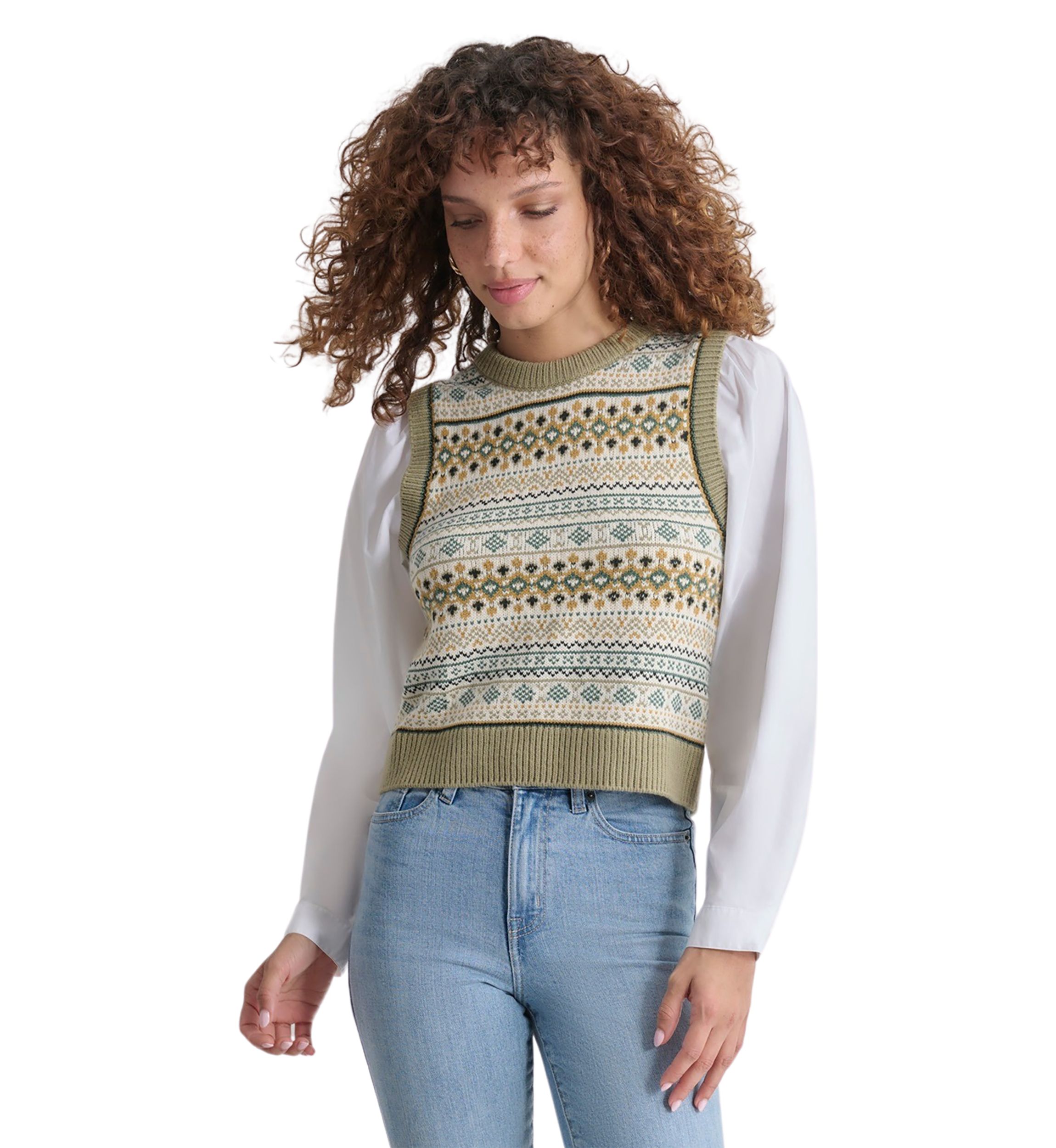 Womens Fairisle 2fer Sweater