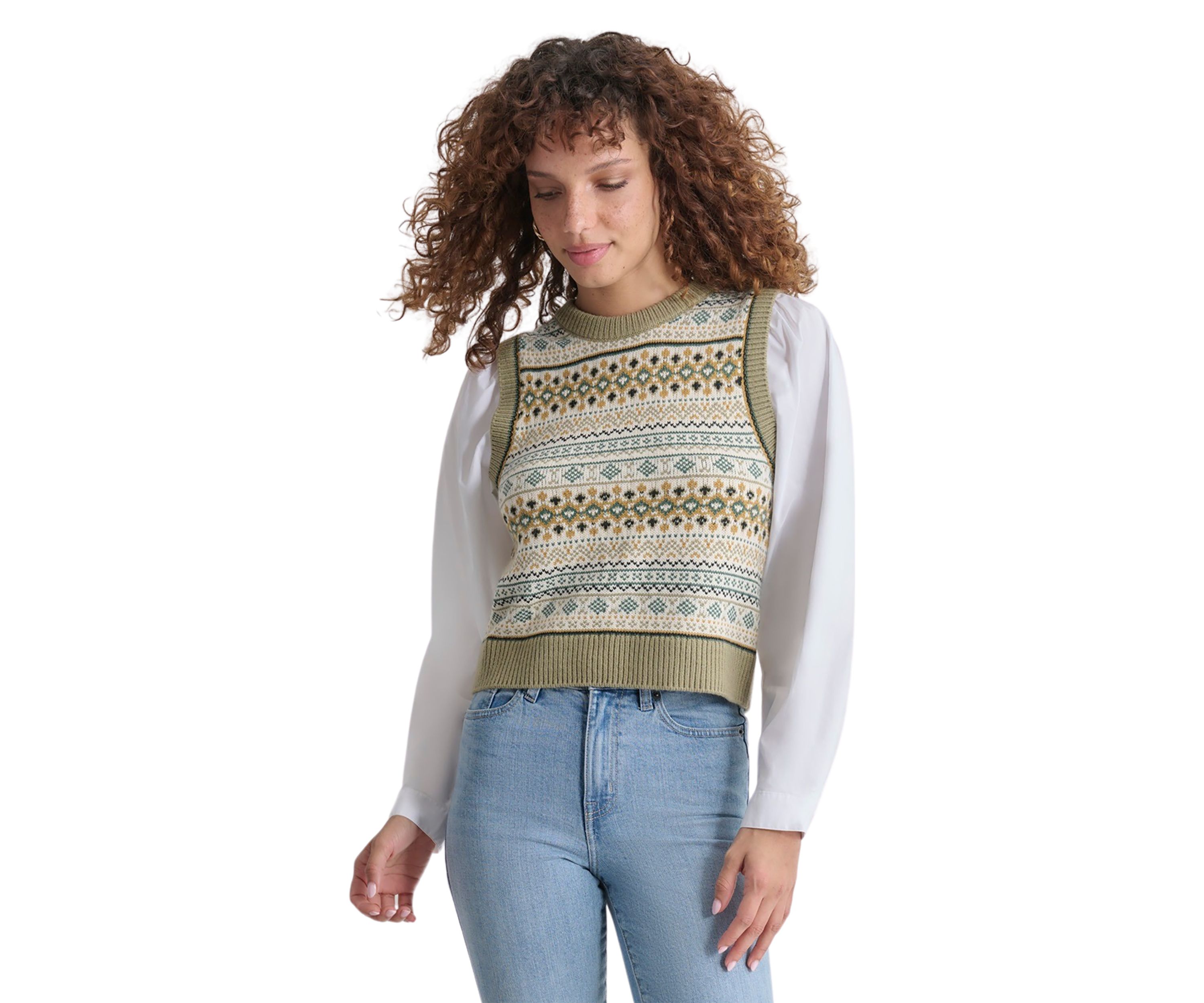 Womens Fairisle 2fer Sweater