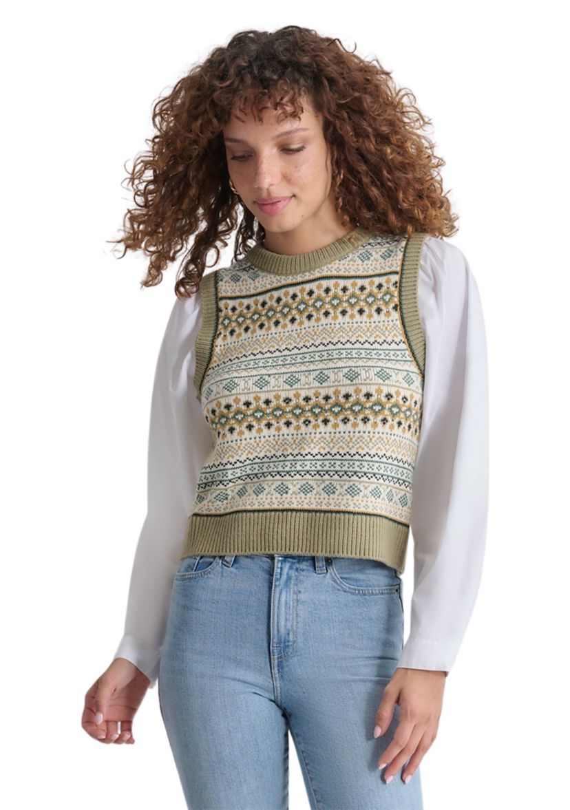 Womens Fairisle 2fer Sweater