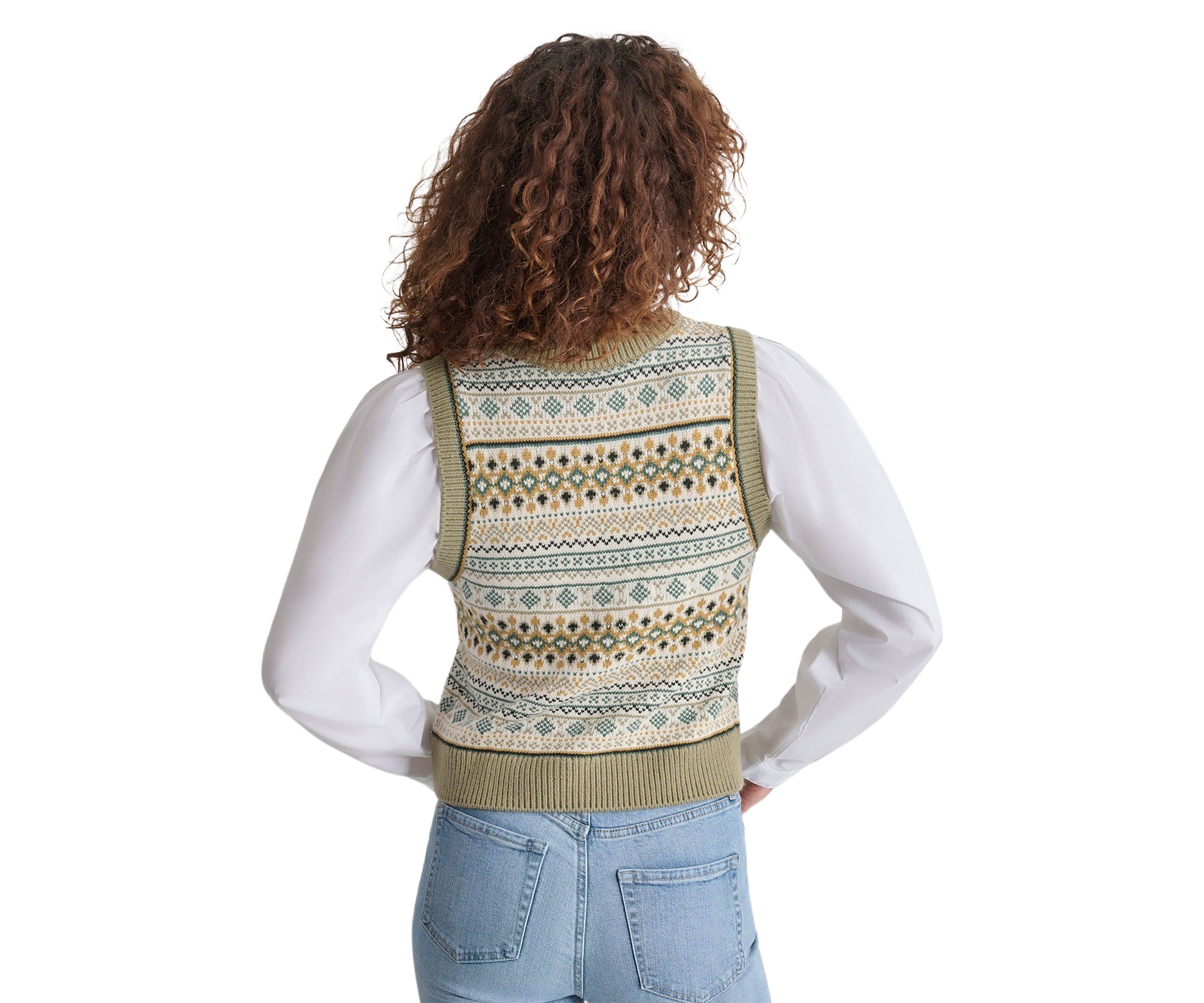 Womens Fairisle 2fer Sweater