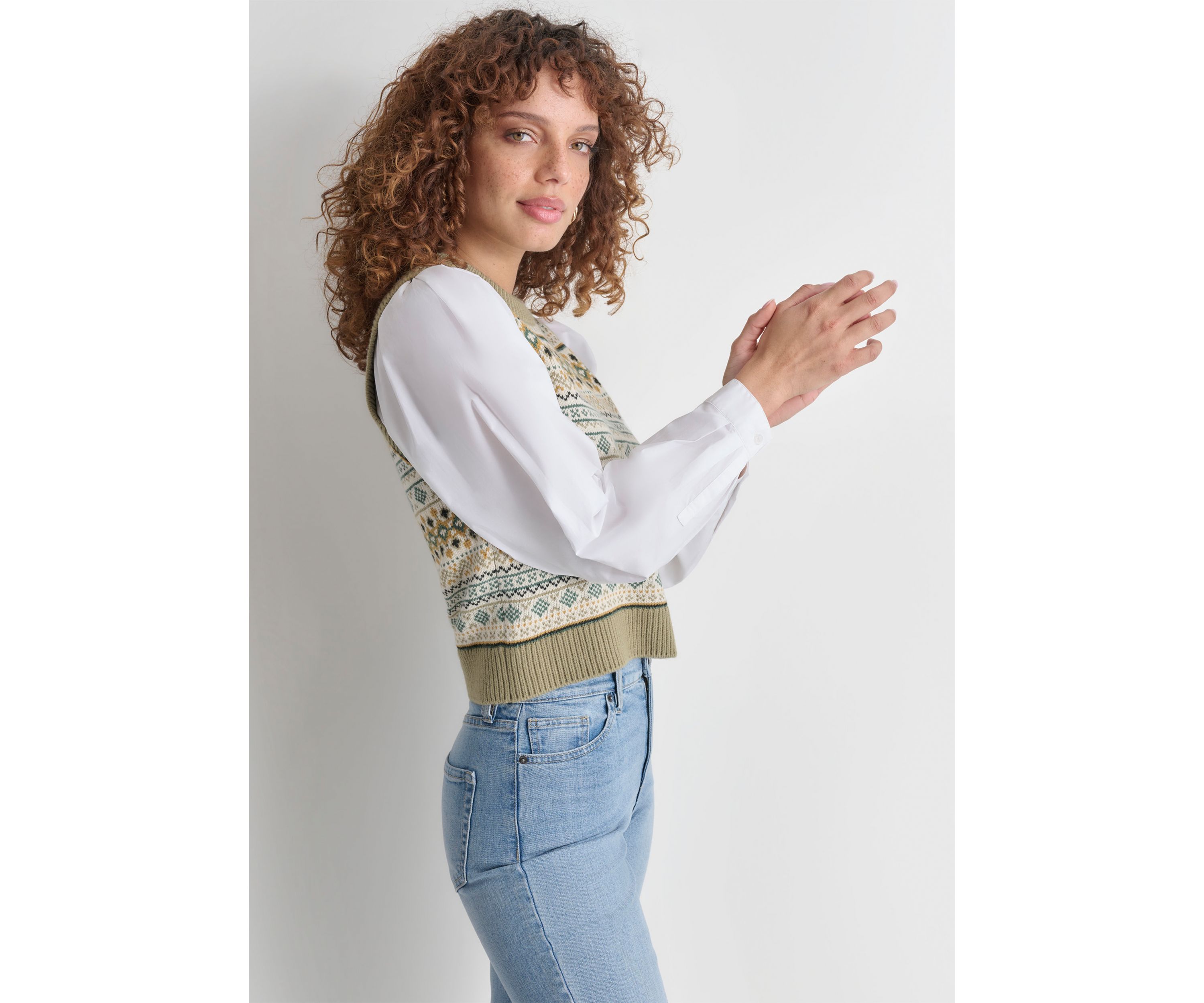 Womens Fairisle 2fer Sweater