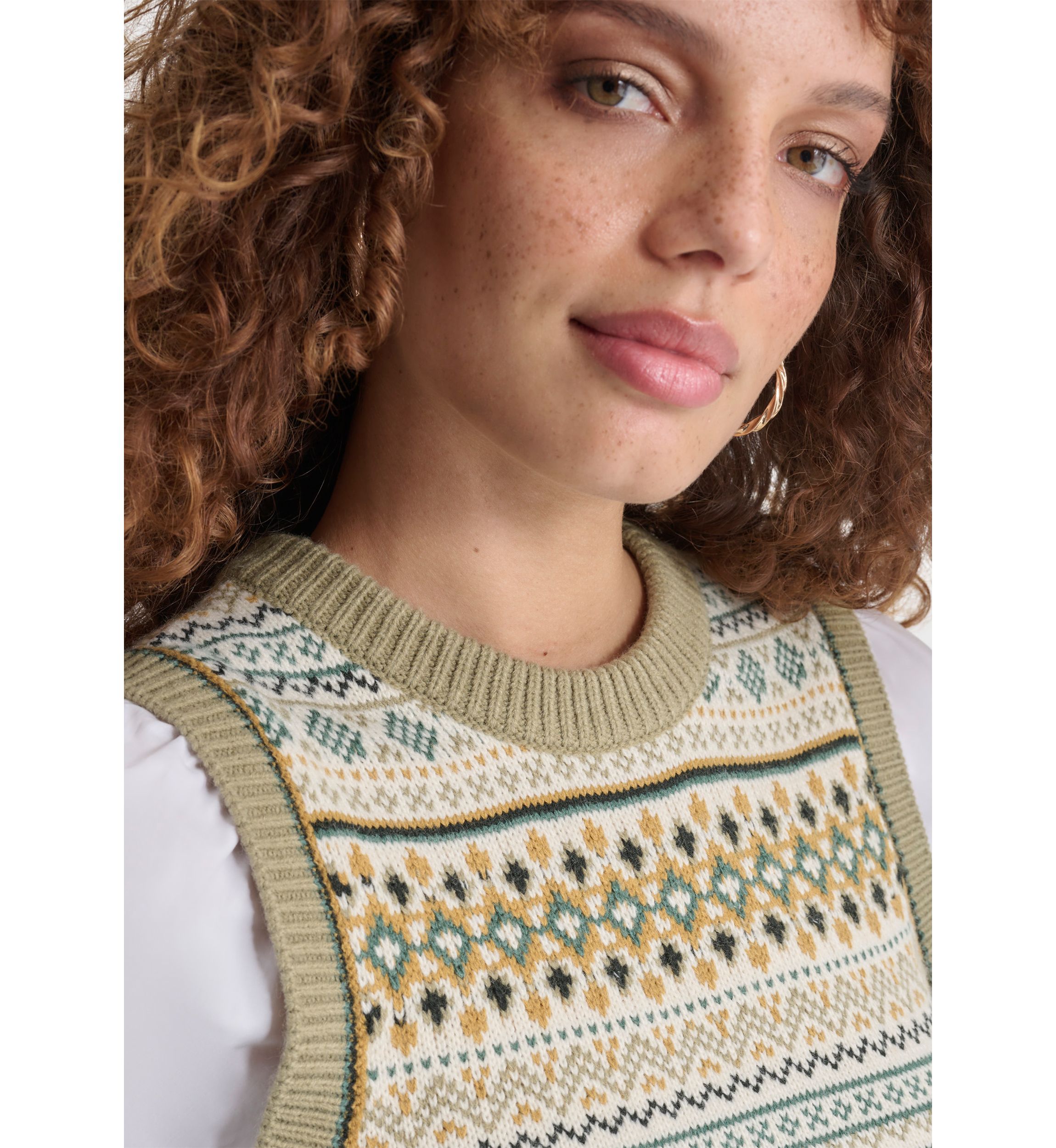 Womens Fairisle 2fer Sweater