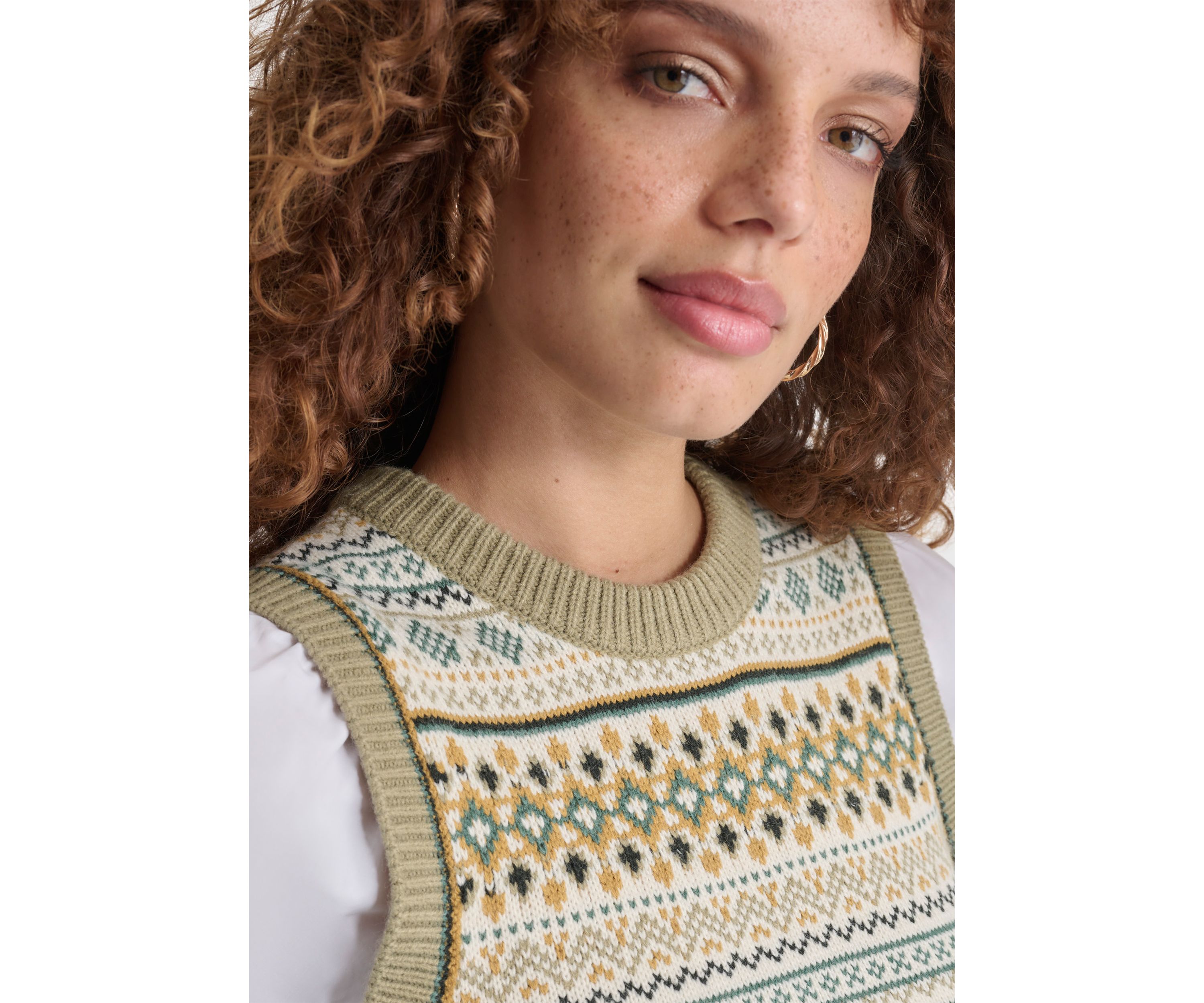 Womens Fairisle 2fer Sweater