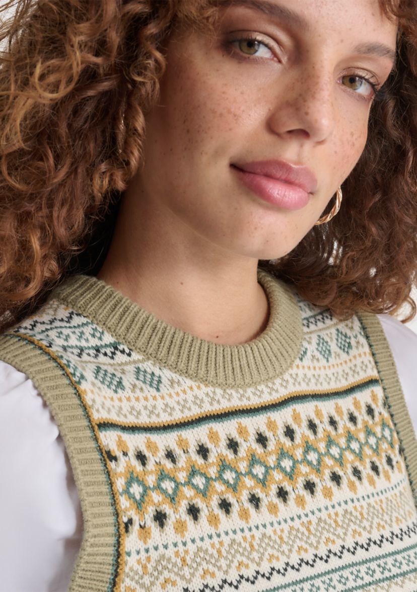 Womens Fairisle 2fer Sweater