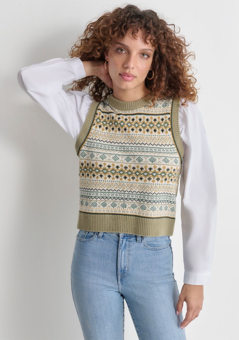 Womens Fairisle 2fer Sweater