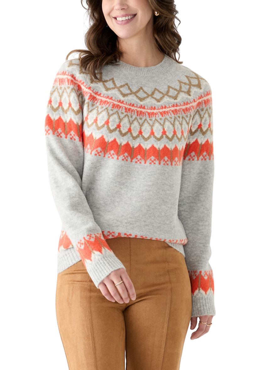 Womens Fair Isle Crew Neck Sweater