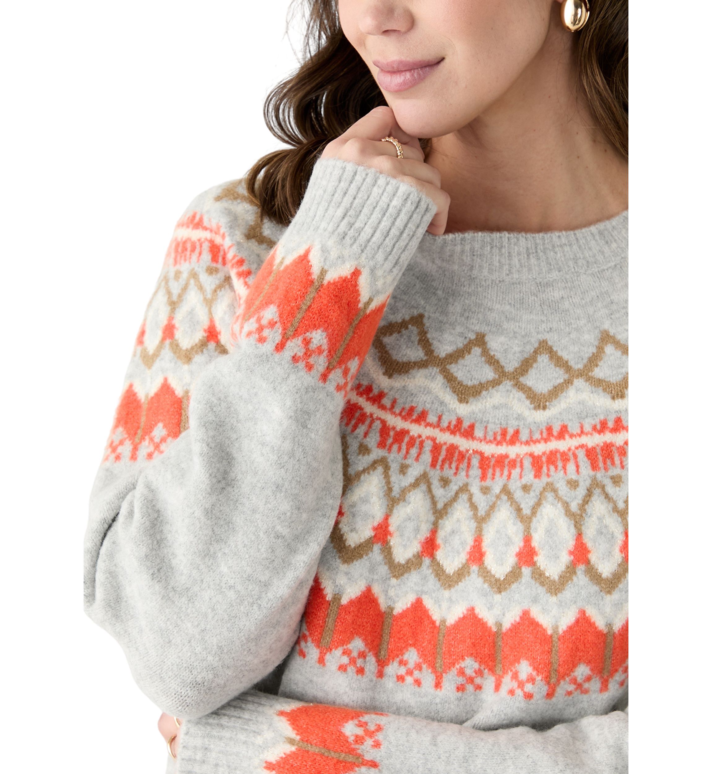 Womens Fair Isle Crew Neck Sweater