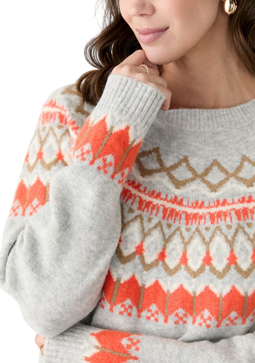 Womens Fair Isle Crew Neck Sweater