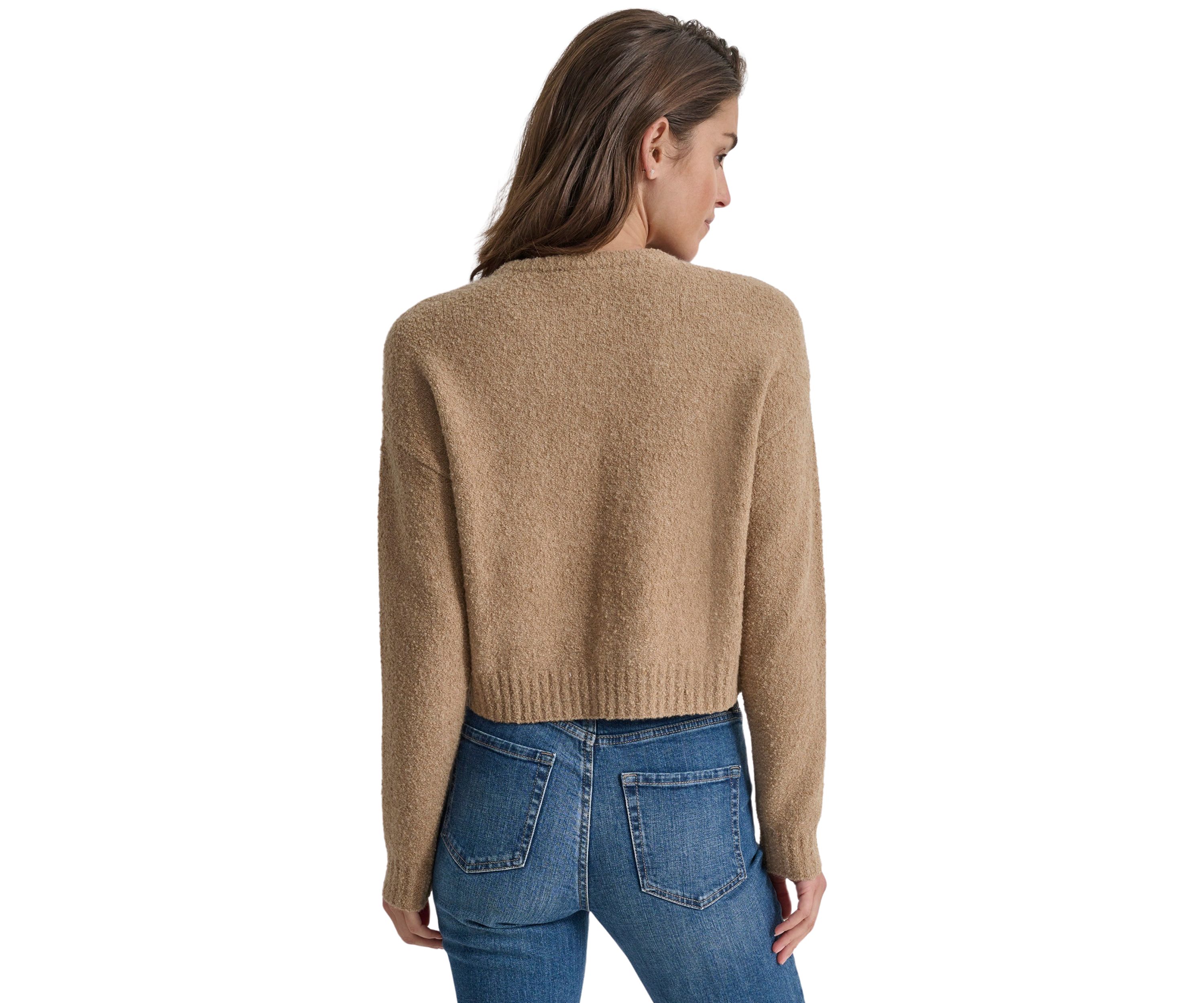 Womens Long Sleeve Bouclé Tinsel Logo Sweater