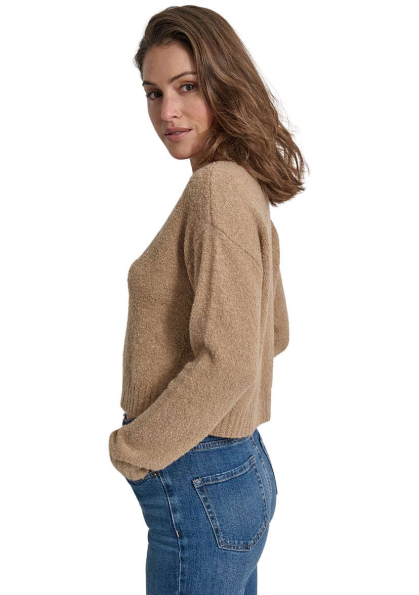 Womens Long Sleeve Bouclé Tinsel Logo Sweater