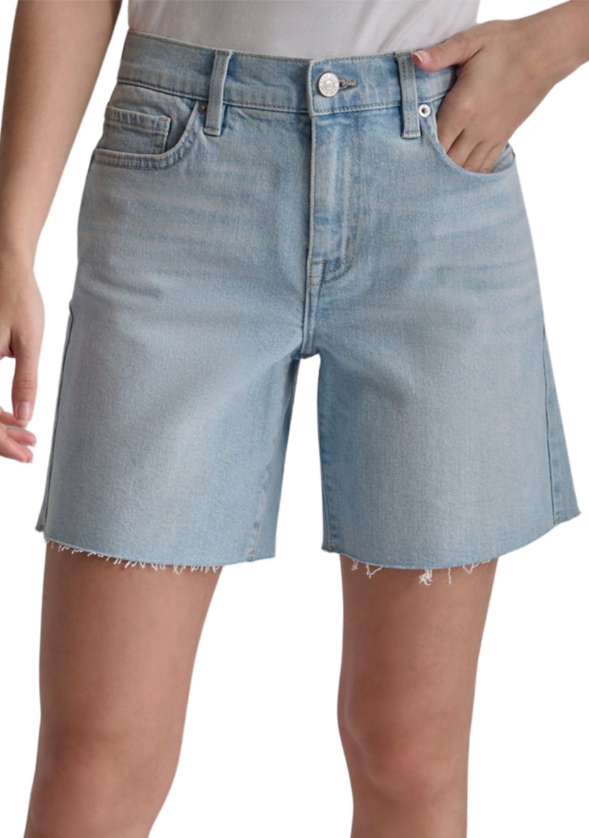 Womens High Rise Mid Denim Shorts
