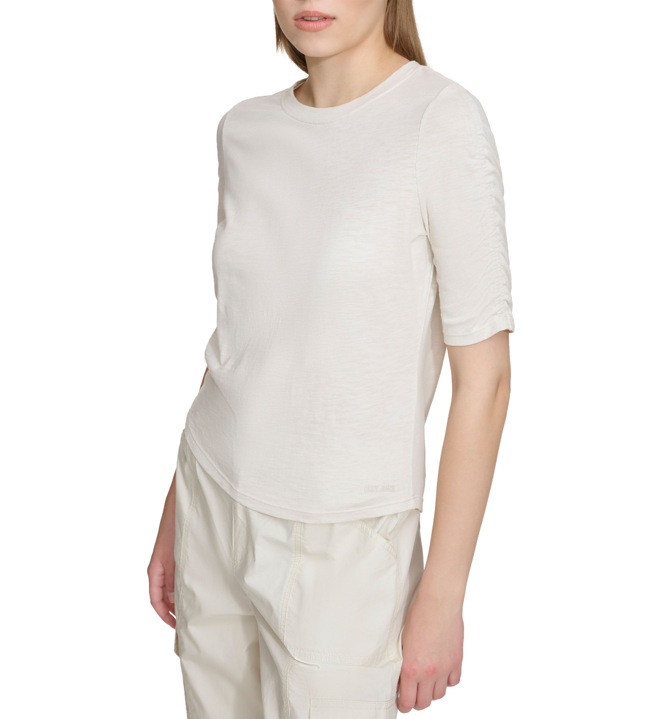 Womens Ruch Sleeve Knit Top
