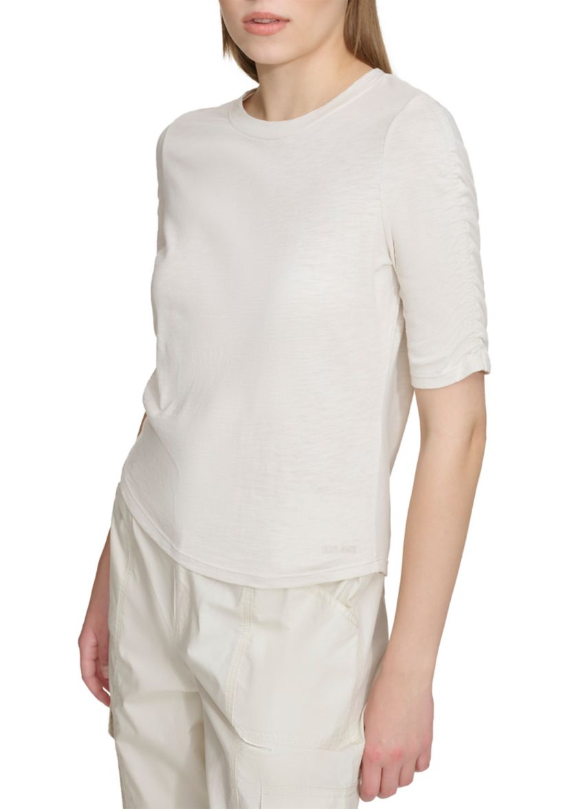 Womens Ruch Sleeve Knit Top